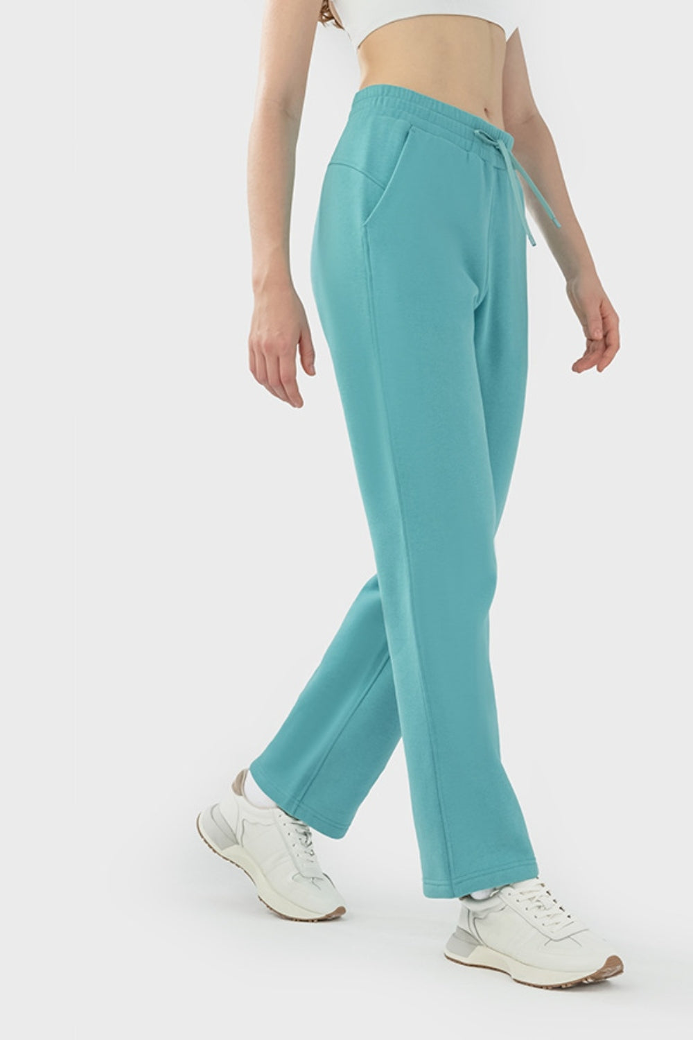 Drawstring Waist Sports Pants with Pockets - T - 9 COLORS -