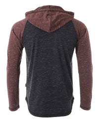 Thumbnail for Long Sleeve Raglan Henley Round Bottom Hood T-Shirts - 1 COLOR