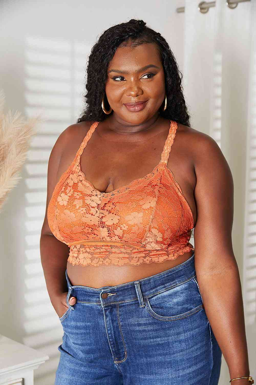 JadyK Full Size Crisscross Lace Bralette - SIZES S THRU 3XL - T - 1 COLOR -