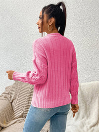 Thumbnail for Round Neck Long Sleeve Sweater - T - 5 COLORS -