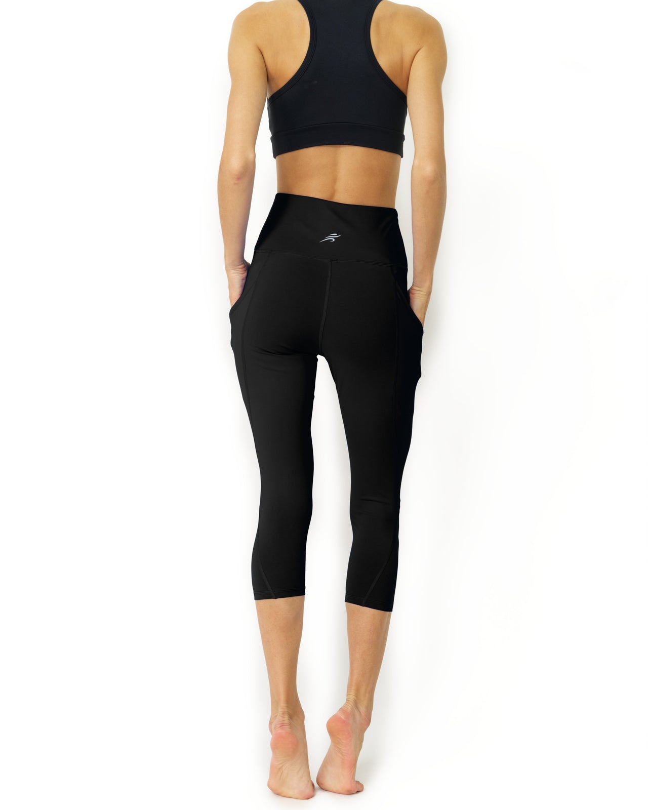 Savoy - High Waisted Yoga Capri Leggings with pockets - Black - 1 COLOR -