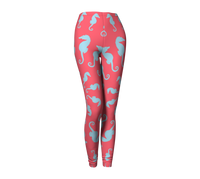 Thumbnail for Summer Ties - Seahorse Leggings - Coral Pink - 1 COLOR -