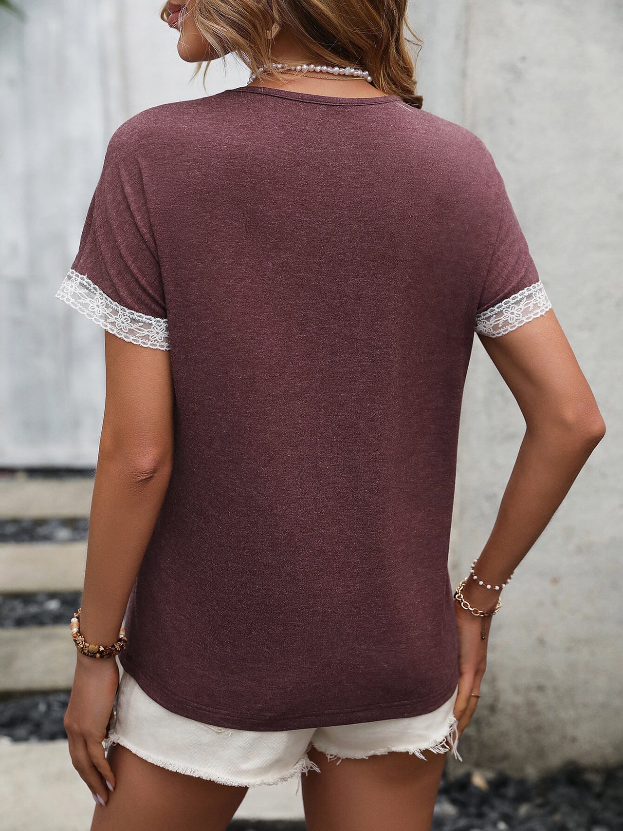 Contrast Round Neck Short Sleeve Tee - T - 3 COLORS -