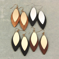 Thumbnail for Satin Metal Wood Earrings - 4 COLORS -