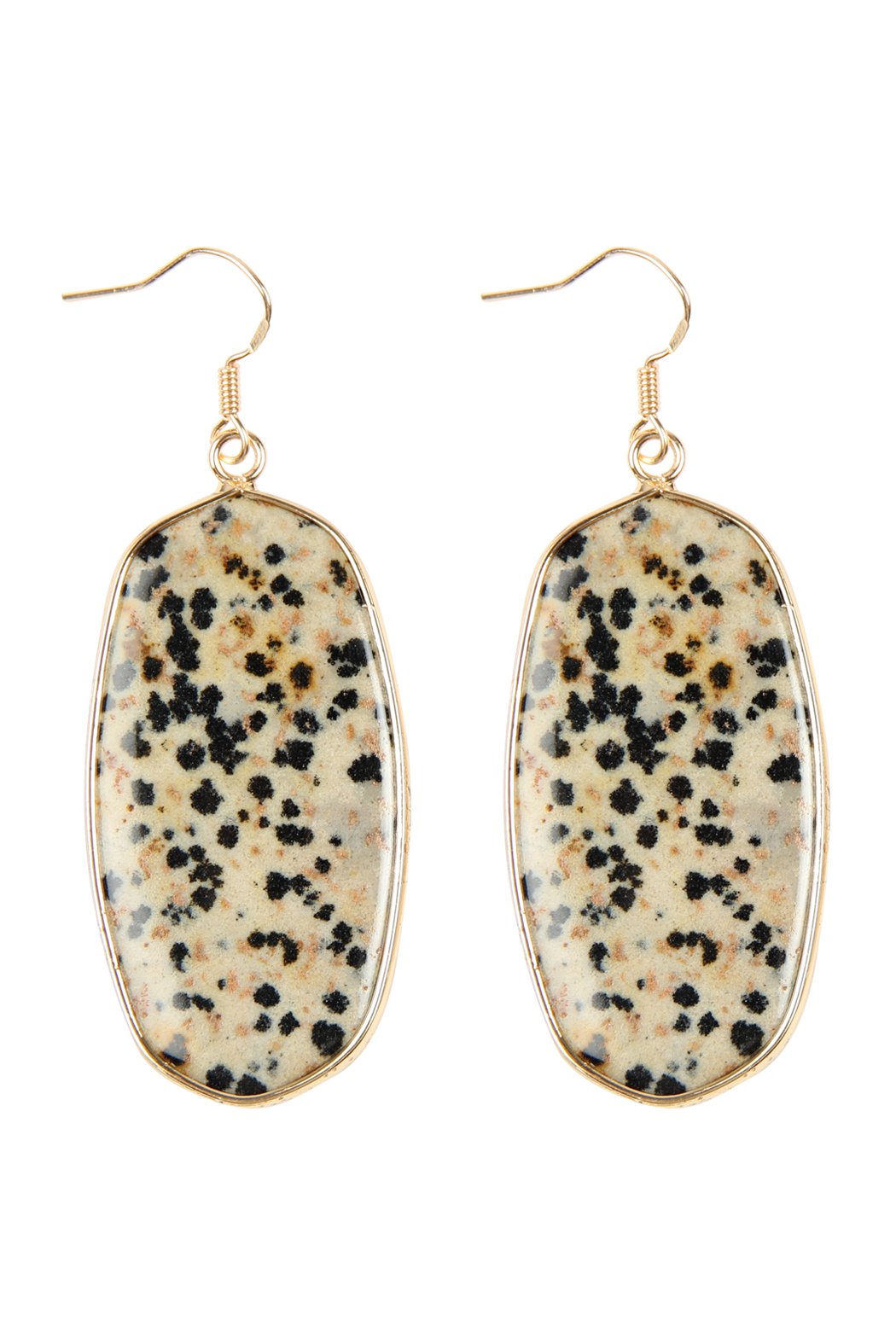 USA - Natural Oval Stone Earrings - 9 COLORS -