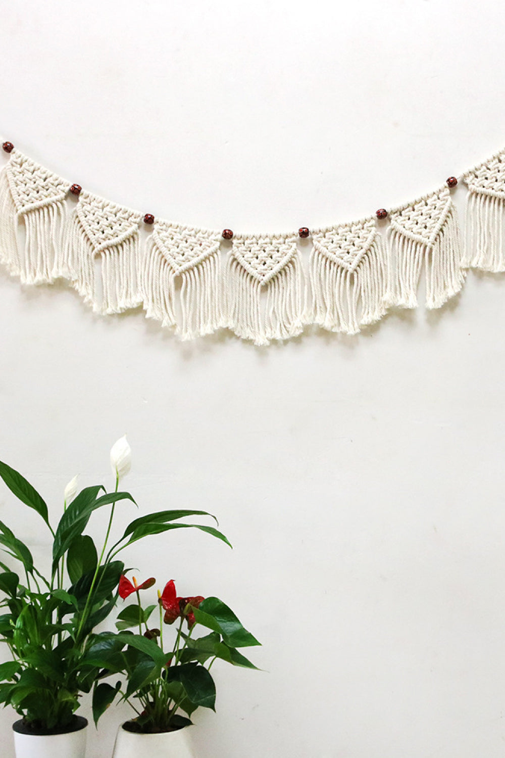 Bead Trim Macrame Fringe Wall Hanging 43.3" X 9.8" - T - 2 BEAD COLORS - 1 SIZE -