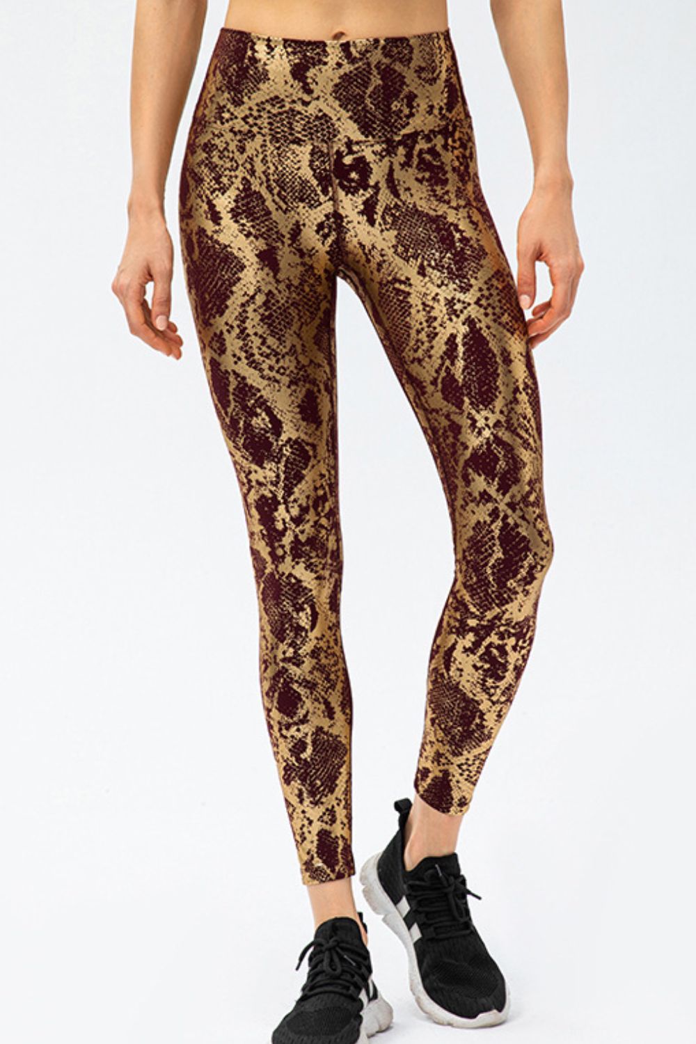 Animal Print Slim Fit Wide Waistband Long Sports Leggings - T - 4 COLORS -