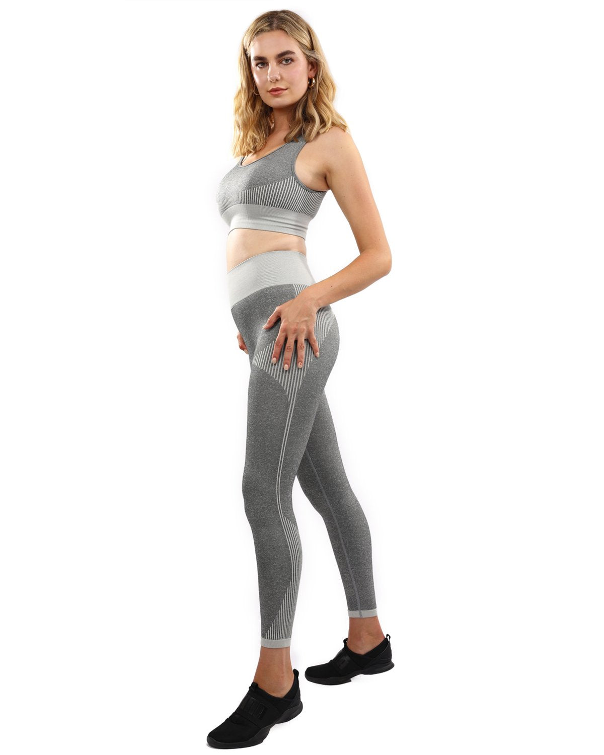 Savoy - Isalda Seamless Leggings & Sports Bra Set - Grey - 1 COLOR -