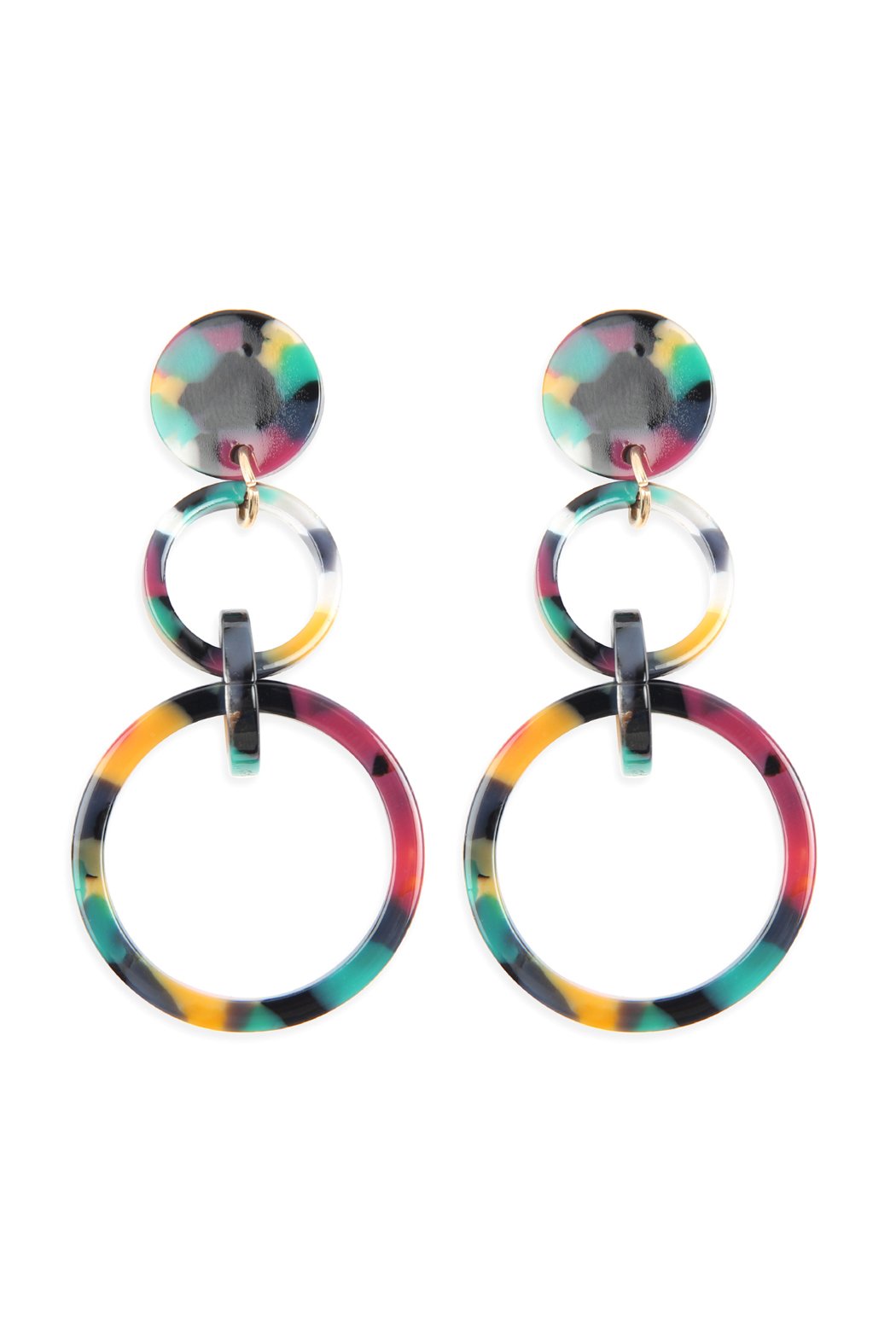 Linked Hoop Acetate Dangle Earrings - 7 COLORS -