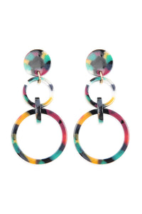 Thumbnail for Linked Hoop Acetate Dangle Earrings - 7 COLORS -