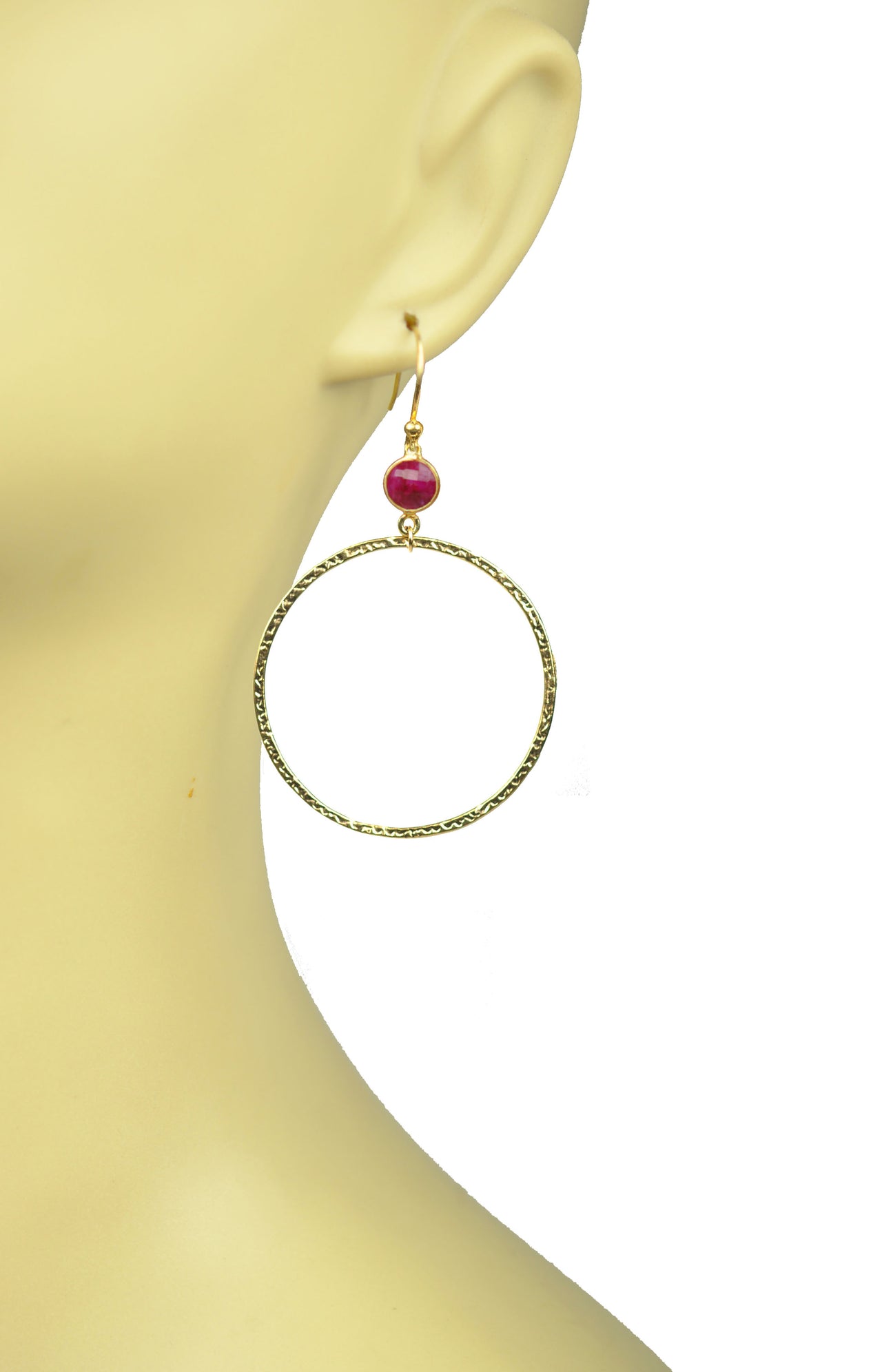 Gena Myint - Ruby Bezel Circle Earrings -