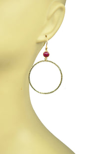 Thumbnail for Gena Myint - Ruby Bezel Circle Earrings -