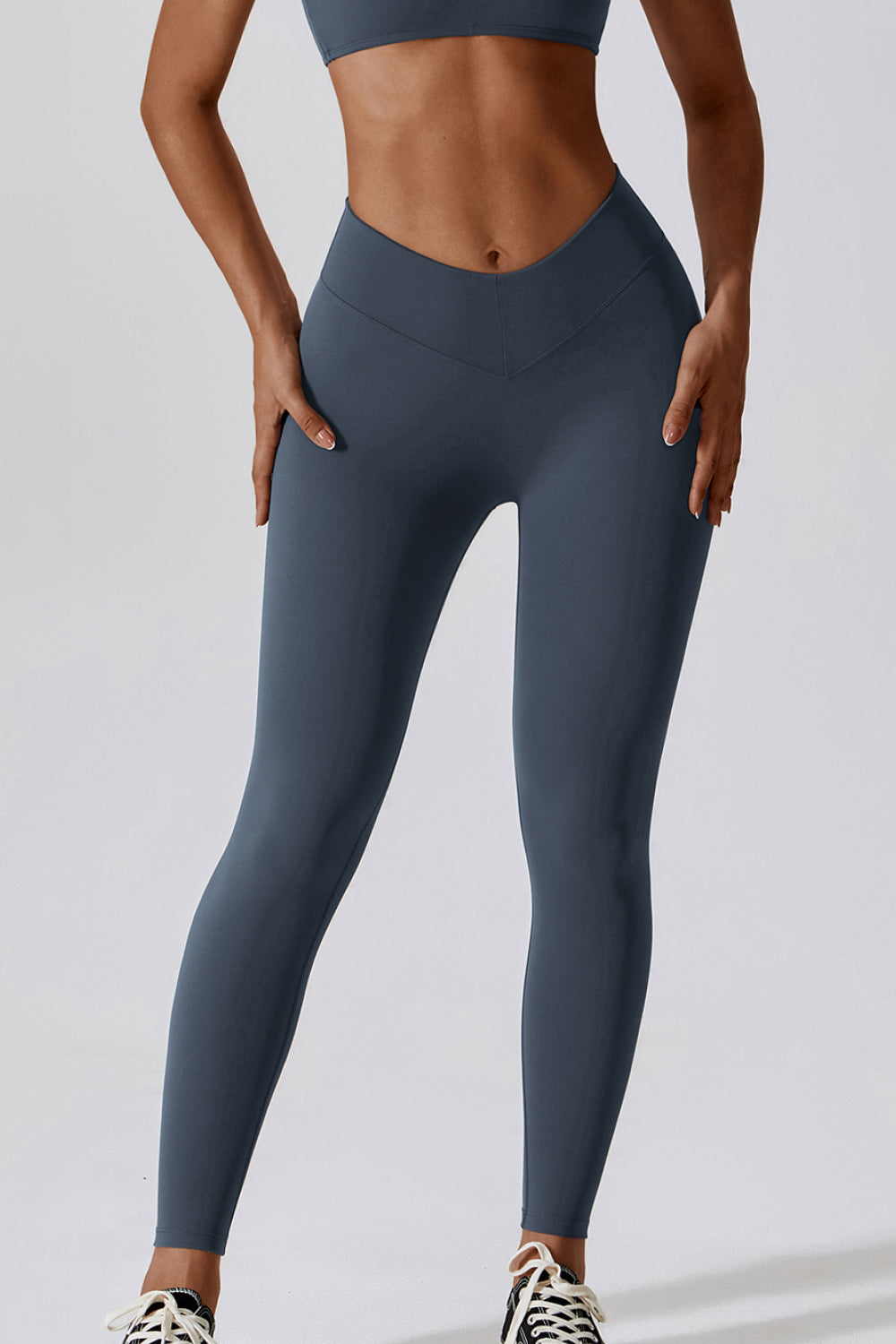 Slim Fit Wide Waistband Sports Leggings - T - 2 COLORS -