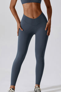 Thumbnail for Slim Fit Wide Waistband Sports Leggings - T - 2 COLORS -