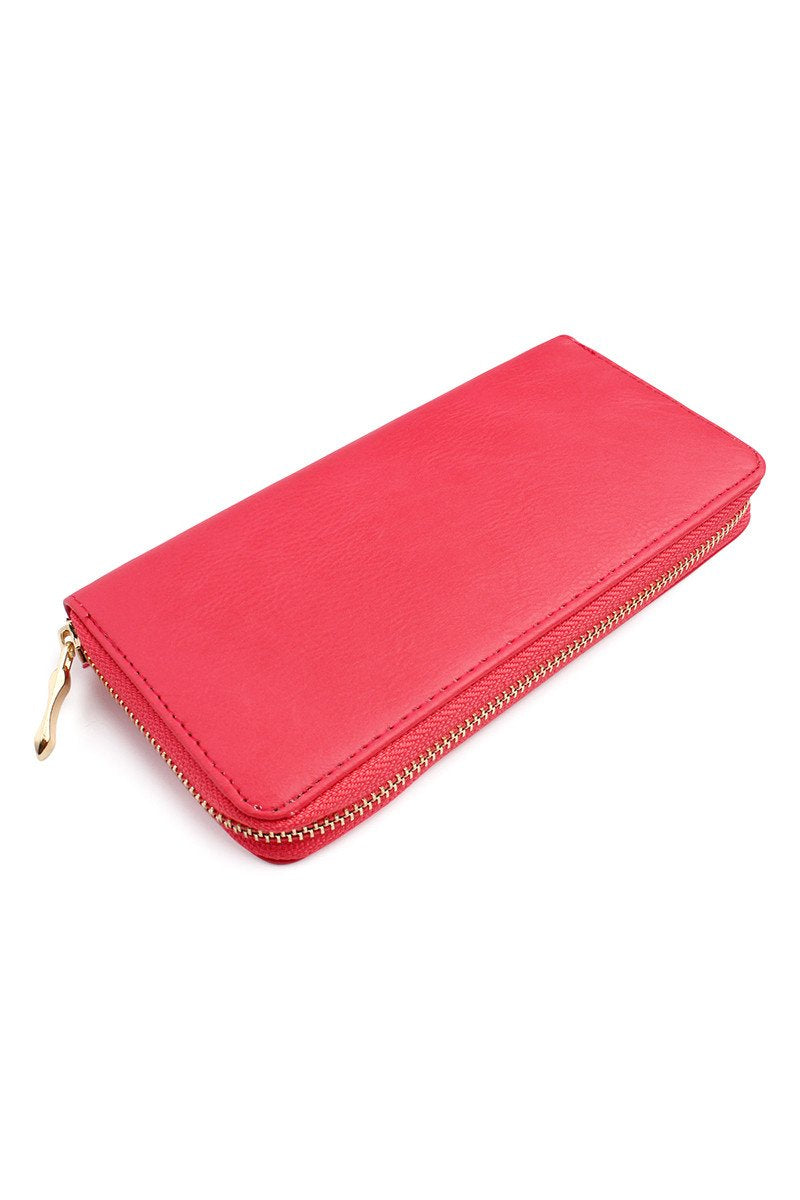 Riah Fashion - Classic Single Zipper Wallet - 13 COLORS -