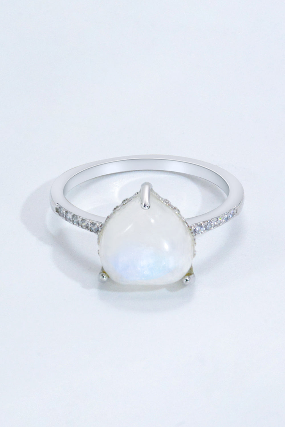 Heart-Shaped Natural Moonstone Ring - T - SIZES 6 THRU 9 - 2 FINISHES -