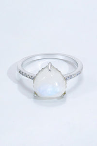 Thumbnail for Heart-Shaped Natural Moonstone Ring - T - SIZES 6 THRU 9 - 2 FINISHES -