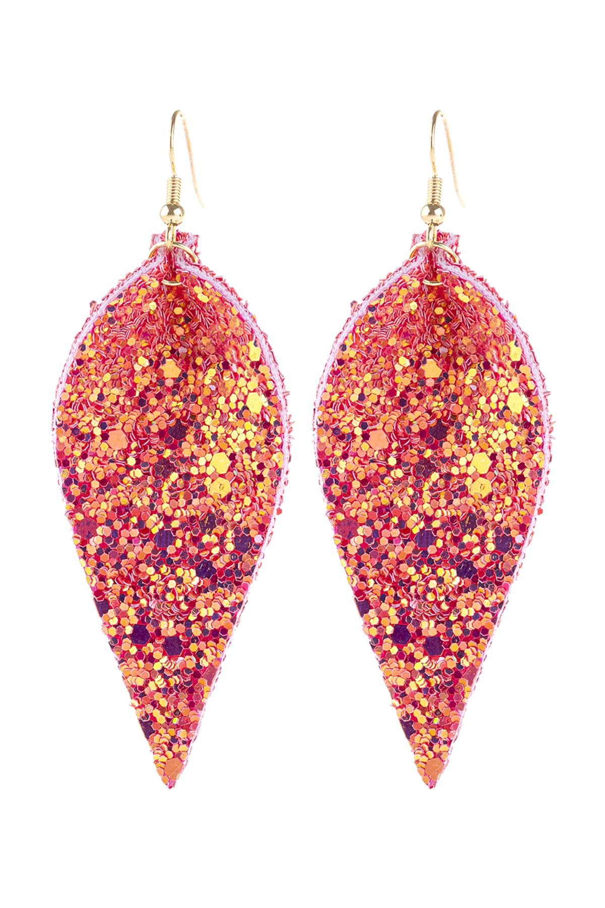 Pinched Sequin Leather Drop Earrings - 8 COLORS