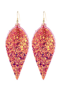 Thumbnail for Pinched Sequin Leather Drop Earrings - 8 COLORS