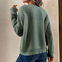 Thumbnail for Contrast V-Neck Sweater - T - 2 COLORS -