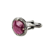 Thumbnail for LATELITA - Ruby Cufflinks / Oxidized Silver Champagne Diamonds -