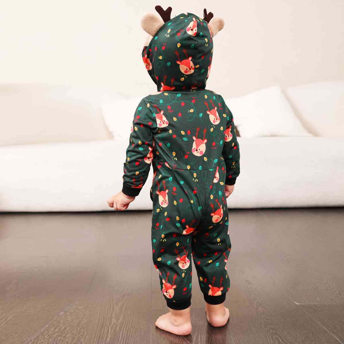 BABY Printed Hooded Long Sleeve Jumpsuit - T -