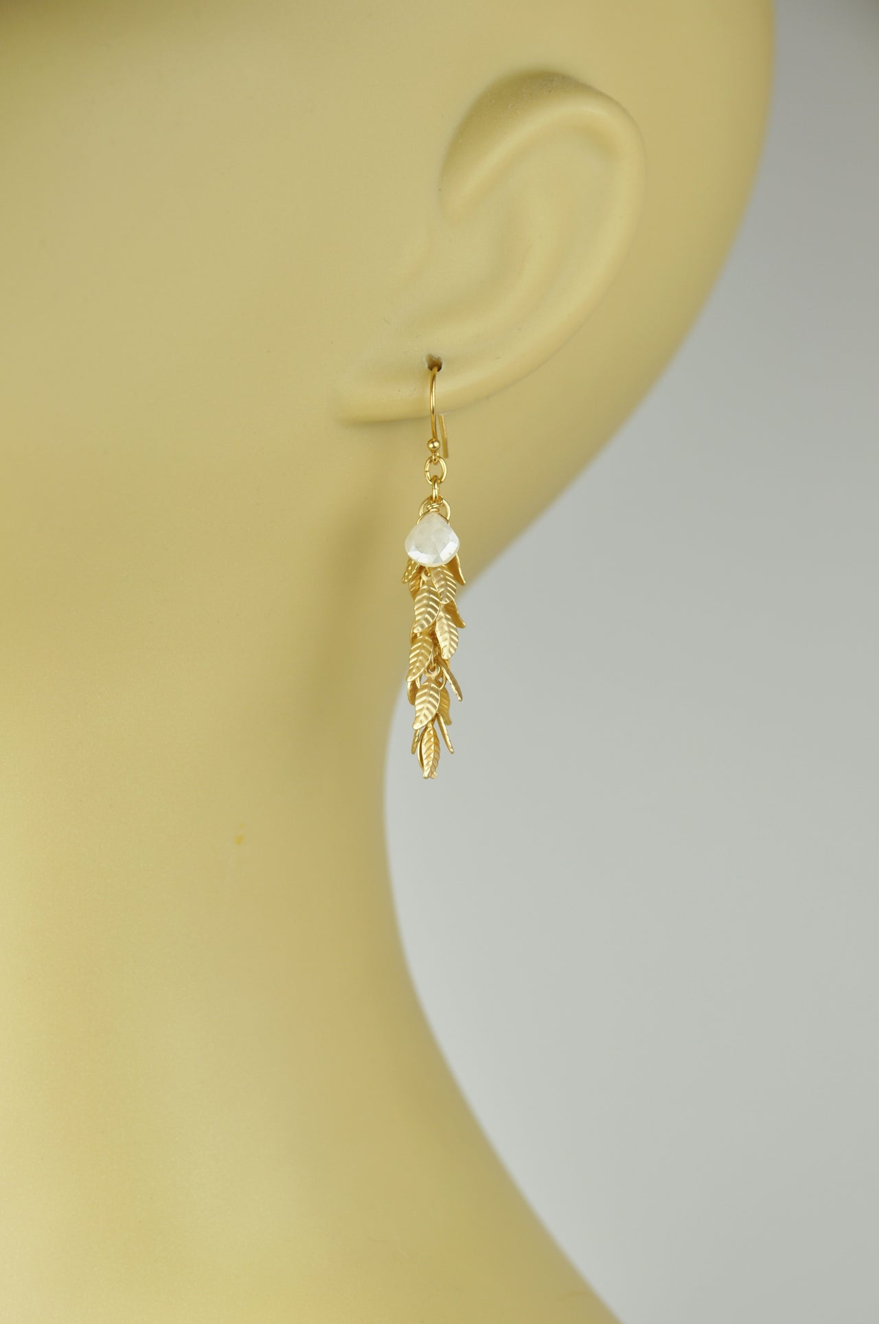 Gena Myint - White Silverite and Leaf Cascade Earrings -