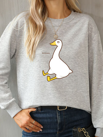 Goose Graphic Round Neck Sweatshirt - T - 4 COLORS -