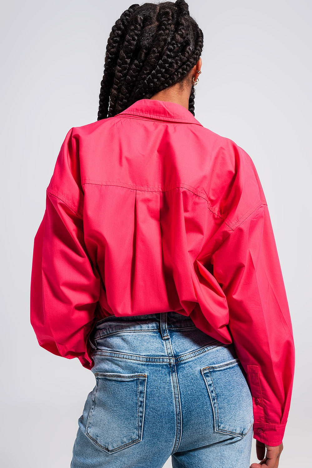 Q2 - Button Front Shirt in Fuchsia - 1 COLOR -