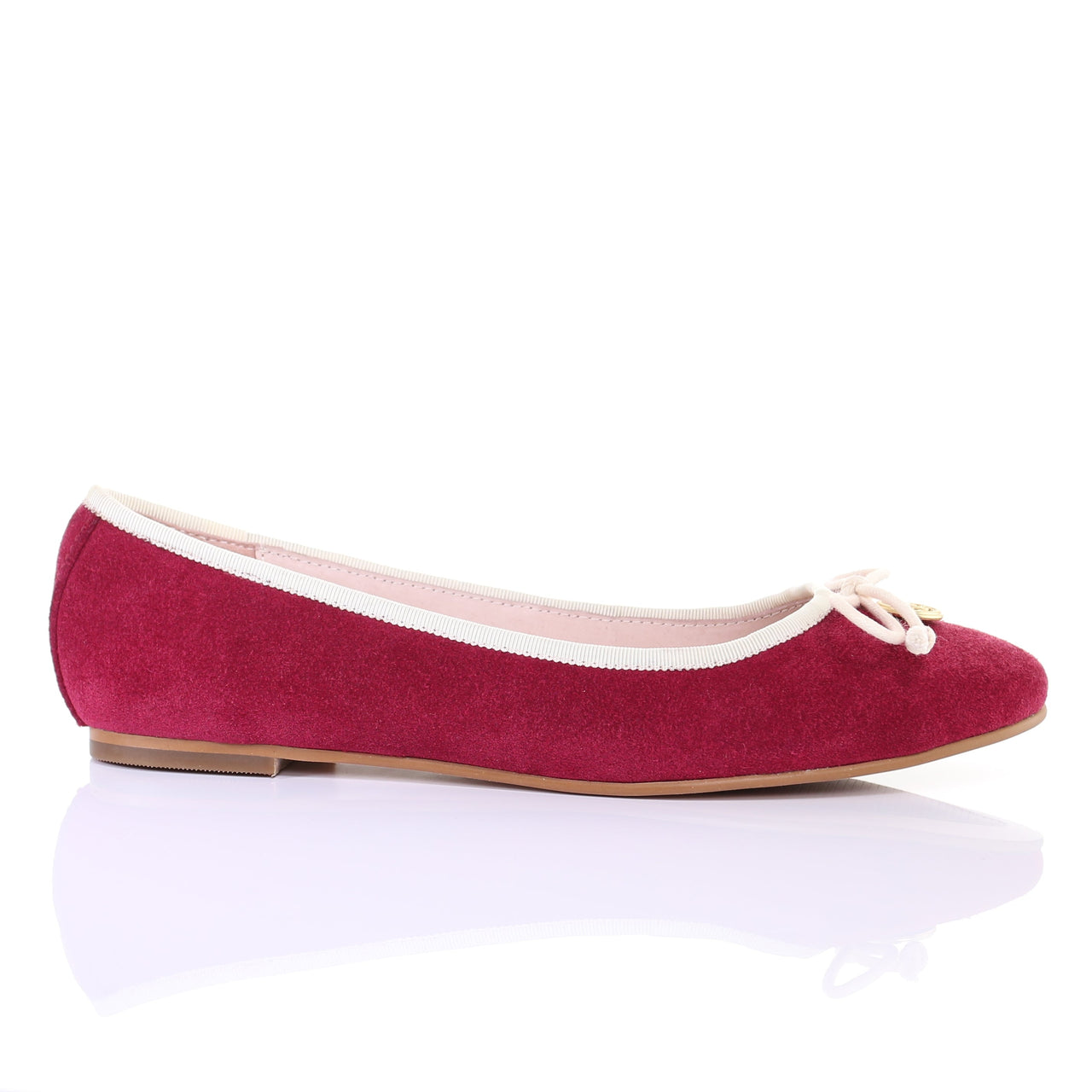 Bow Suede Ballerina (Magenta) -