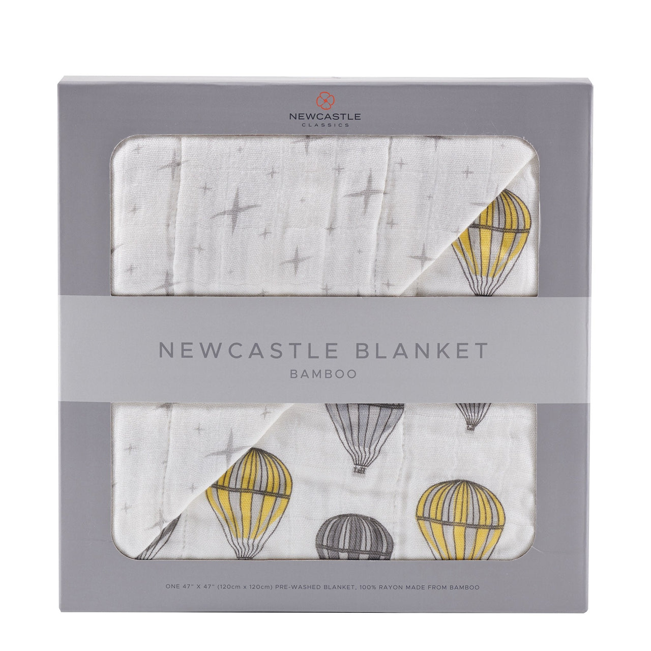 Hot Air Balloon and Northern Star Bamboo Muslin Newcastle Blanket -