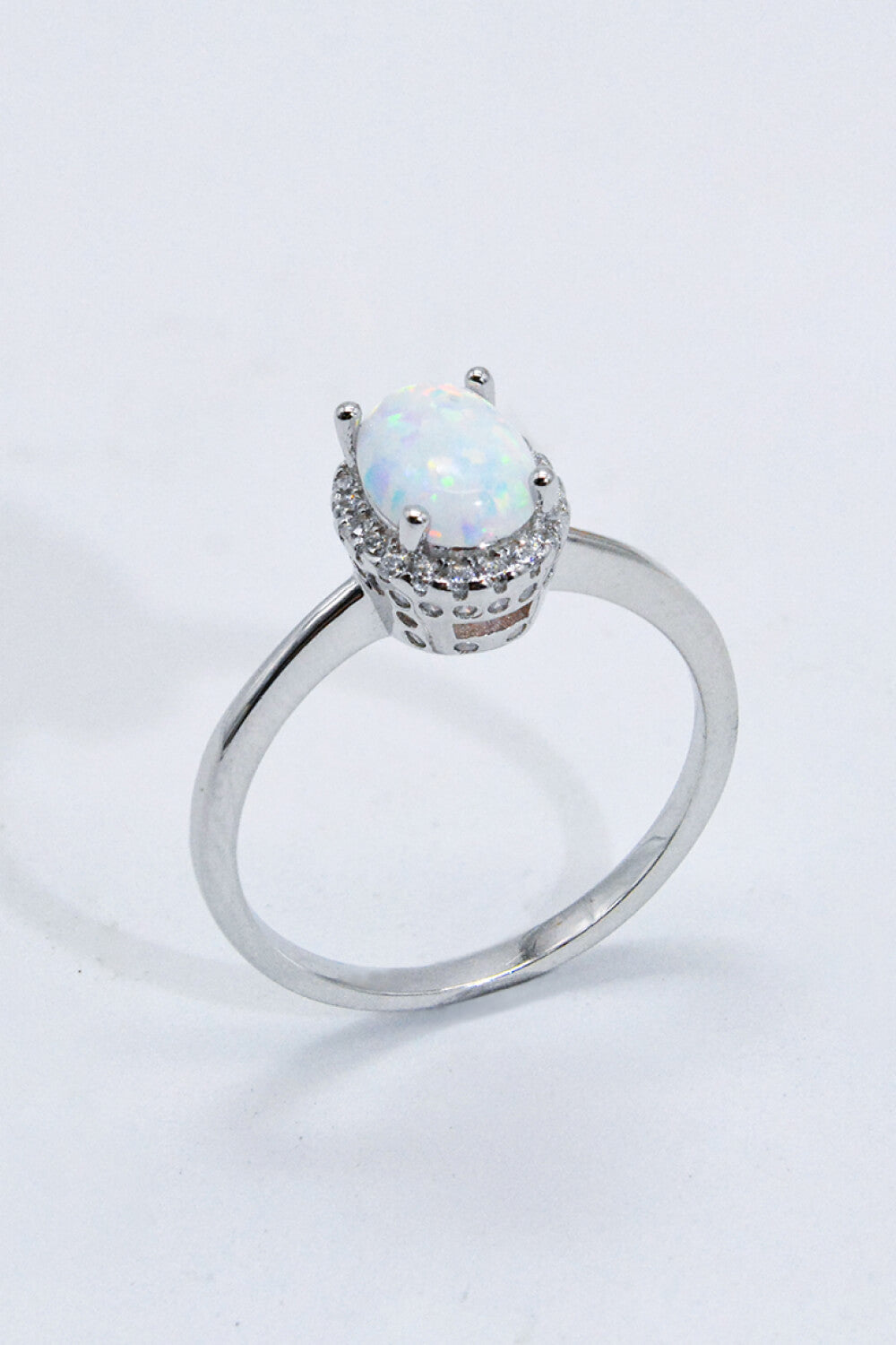 925 Sterling Silver 4-Prong Opal Ring - T - SIZES 5 THRU 10 - 1 COLOR -