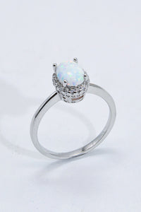 Thumbnail for 925 Sterling Silver 4-Prong Opal Ring - T - SIZES 5 THRU 10 - 1 COLOR -