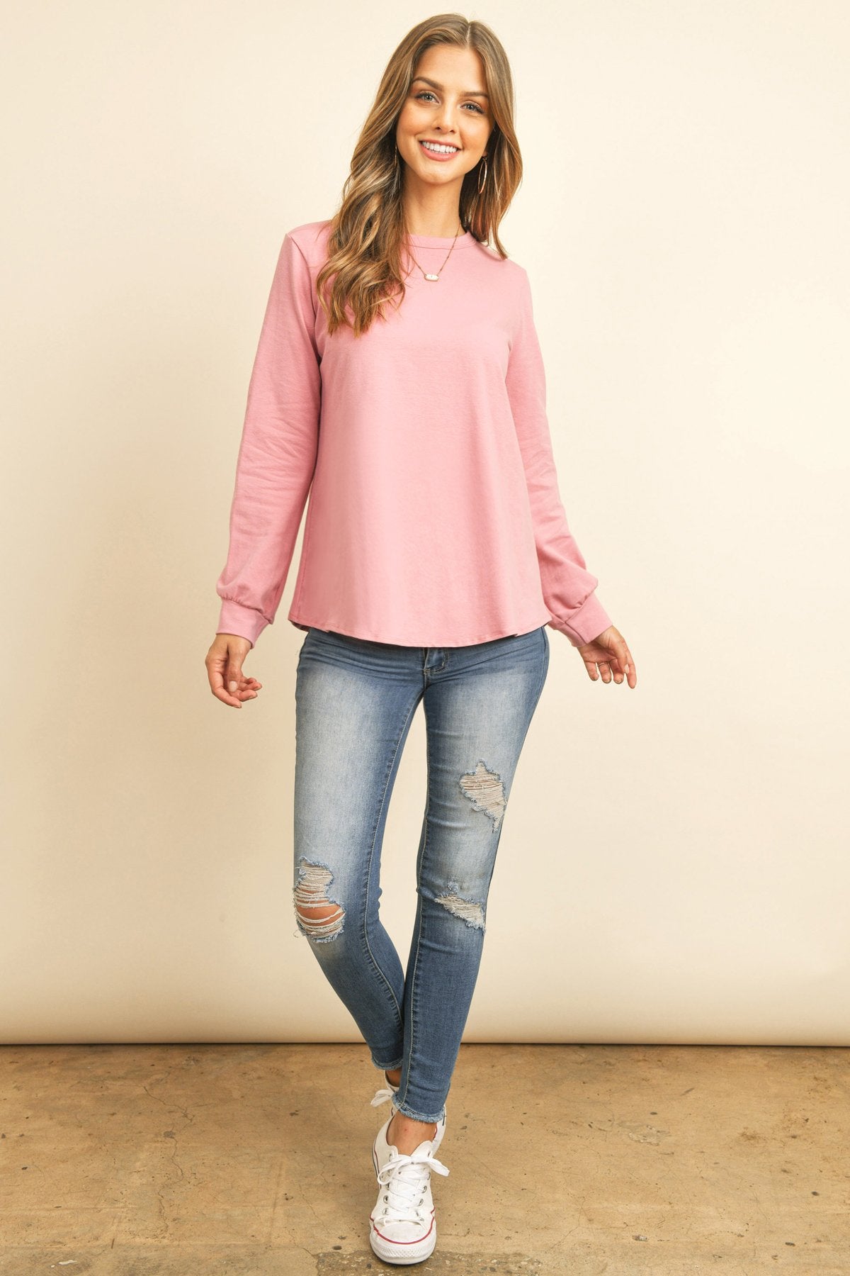 Riah Fashion - Long Sleeve Round Neck Solid Top - 17 COLORS -