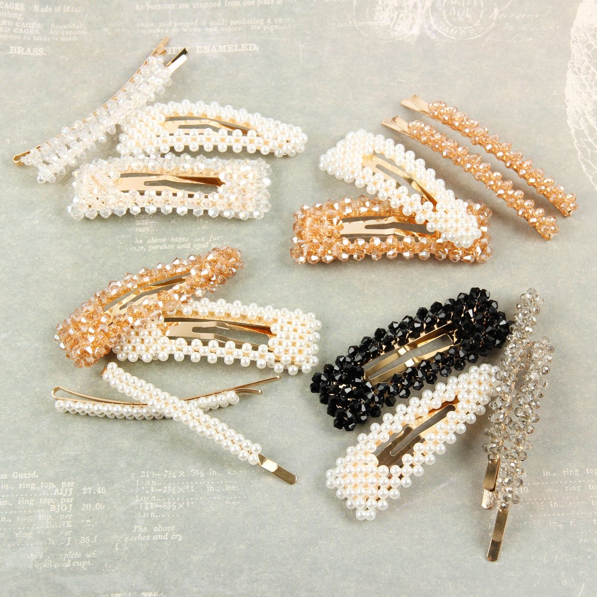 Riah Fashion - Glass Beads and Pearl Hair Pin Set - 3 COLORS