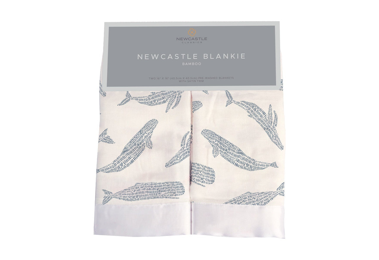 Blue Shadow Whales Bamboo Newcastle Blankie -