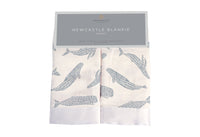 Thumbnail for Blue Shadow Whales Bamboo Newcastle Blankie -