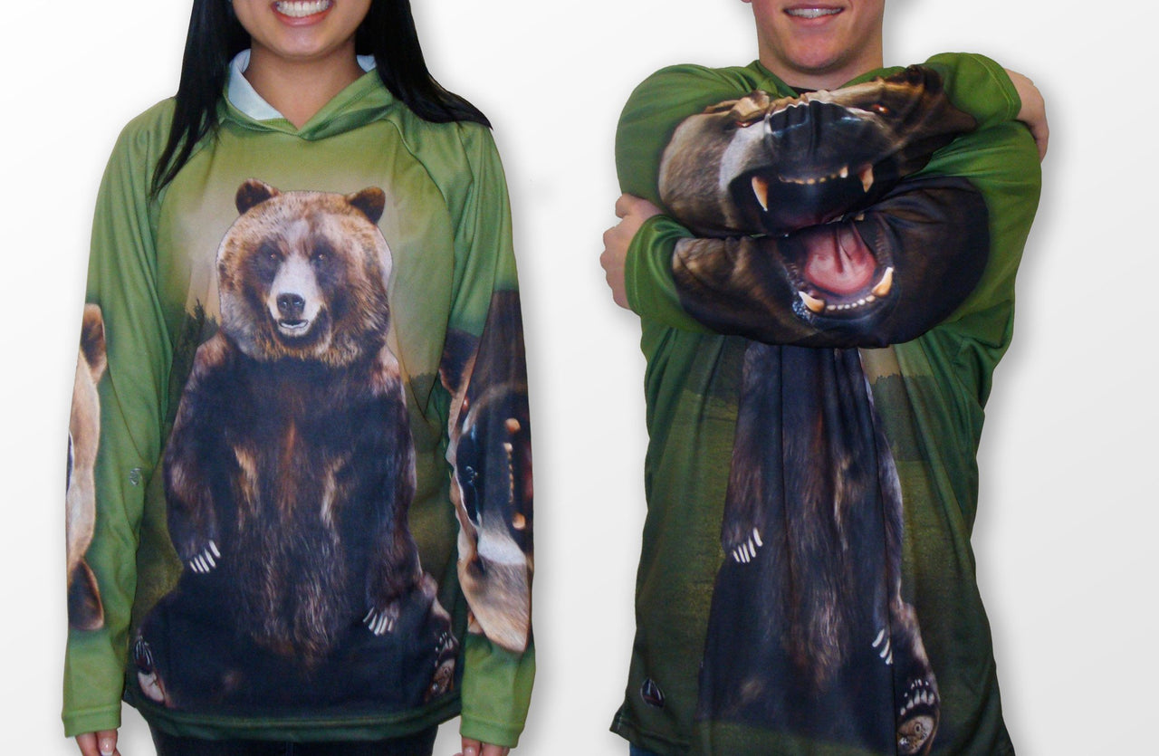 Mouthman - GRIZZLY BEAR Hoodie Chomp Shirt - ADULT SIZES AVAILABLE! - 13 SIZES -