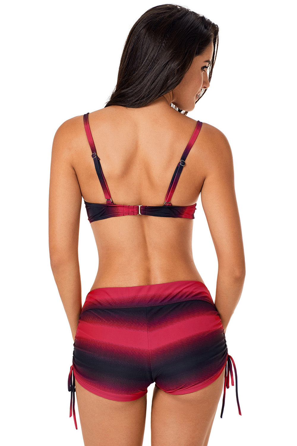 Drawstring Sweetheart Neck Bikini Set - T - 2 COLORS -