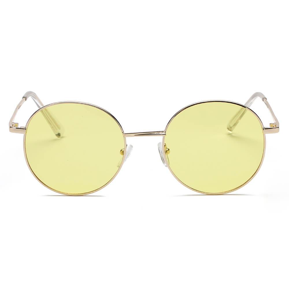 Geneva | S2066 - Retro Vintage Metal Round Oval Circle Sunglasses - 4 COLORS -