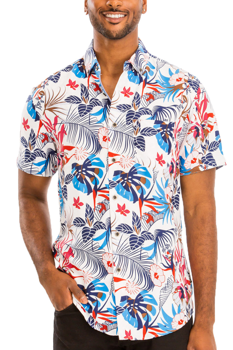 WEIV - Digital Print Hawaiian Short Sleeve Shirt -