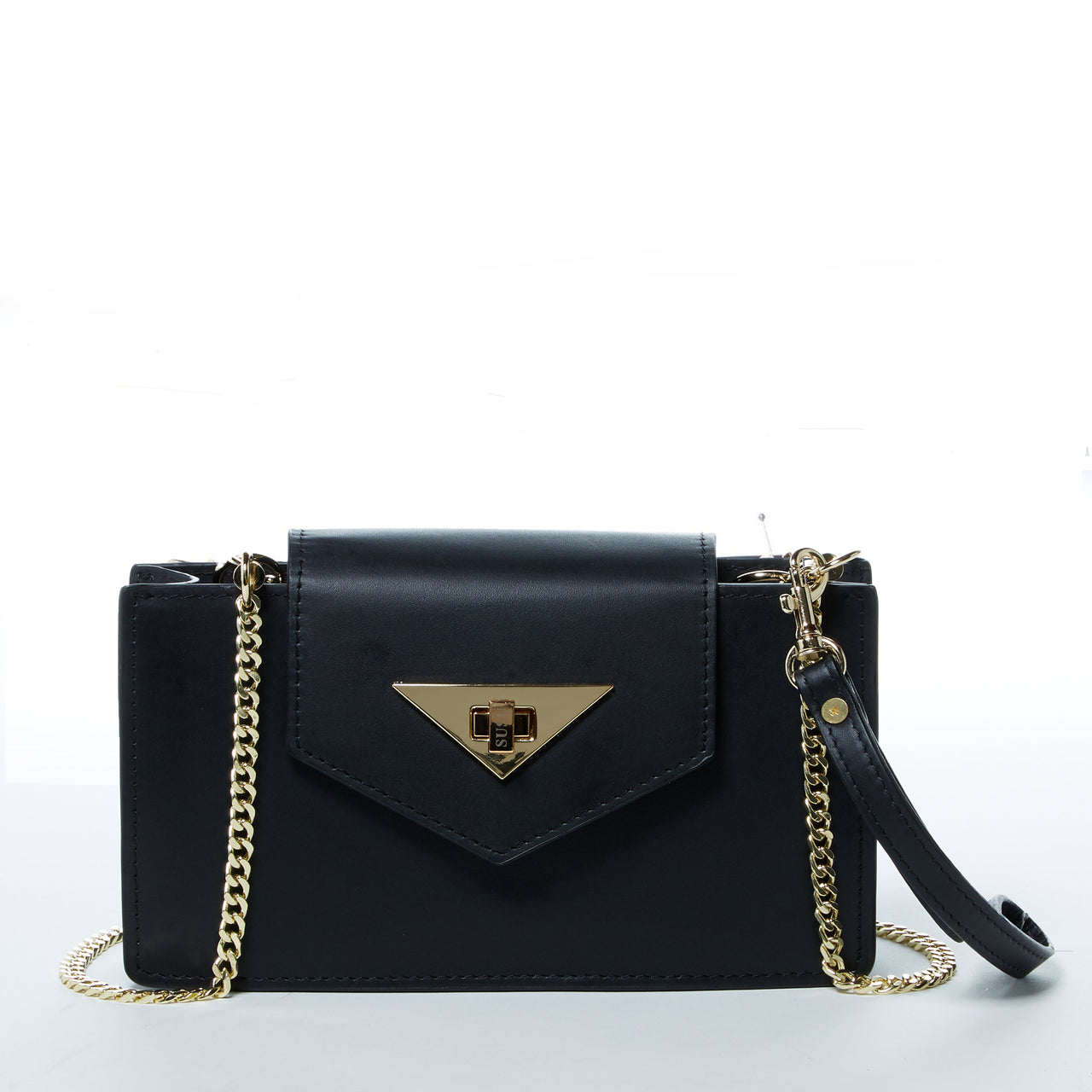 Mary Black Small Crossbody Leather Wristlet -