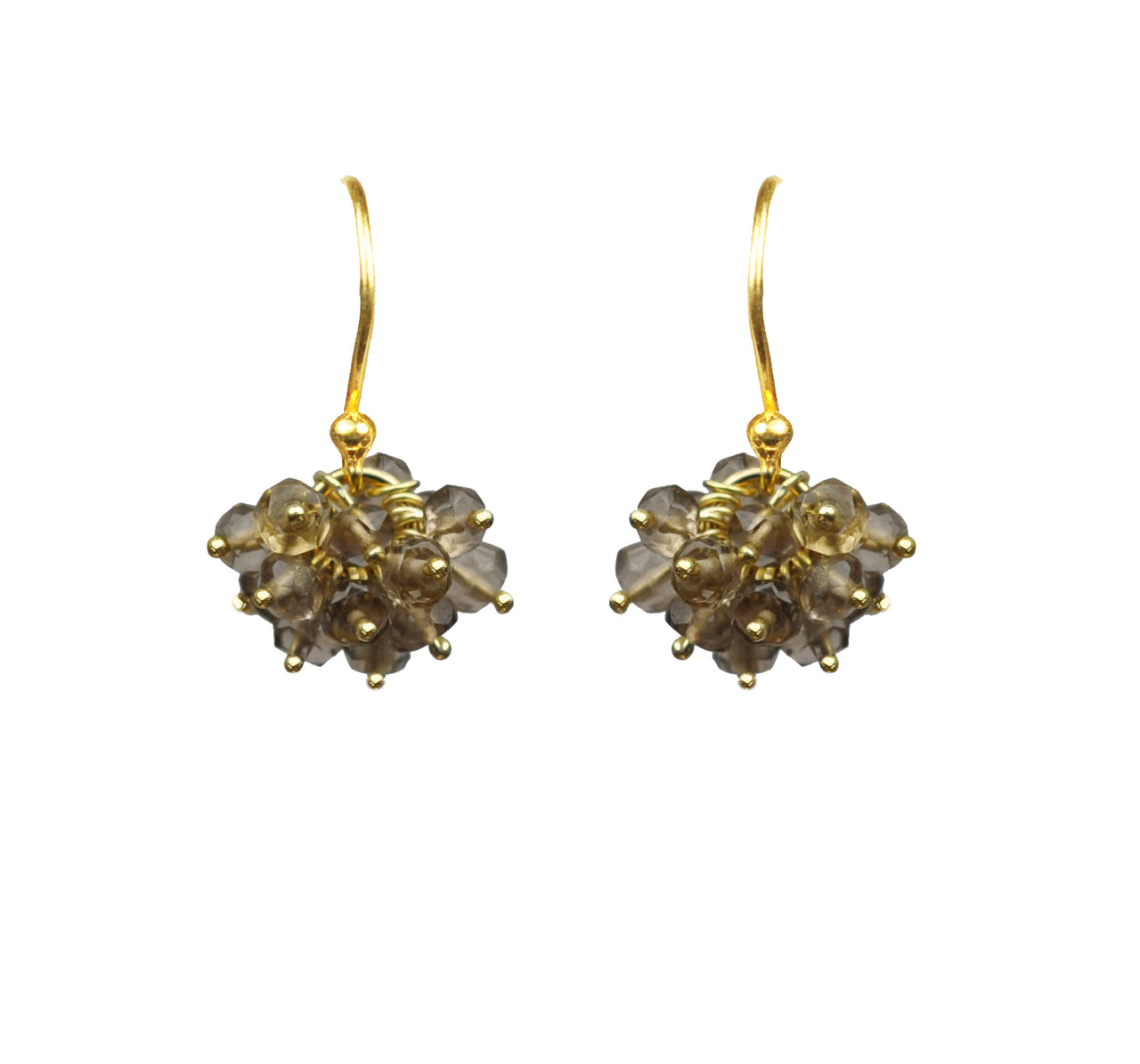 Gena Myint - Smoky Topaz Cluster Vermeil Earrings -