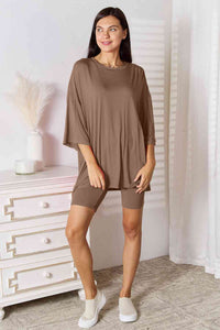 Thumbnail for Basic Bae Full Size Soft Rayon Three-Quarter Sleeve Top and Shorts Set - SIZES S THRU 3XL - 2 PCS. - T - 5 COLORS -