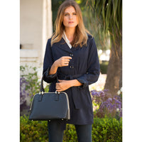 Thumbnail for Melissa Saffiano Leather Satchel Bag Black -