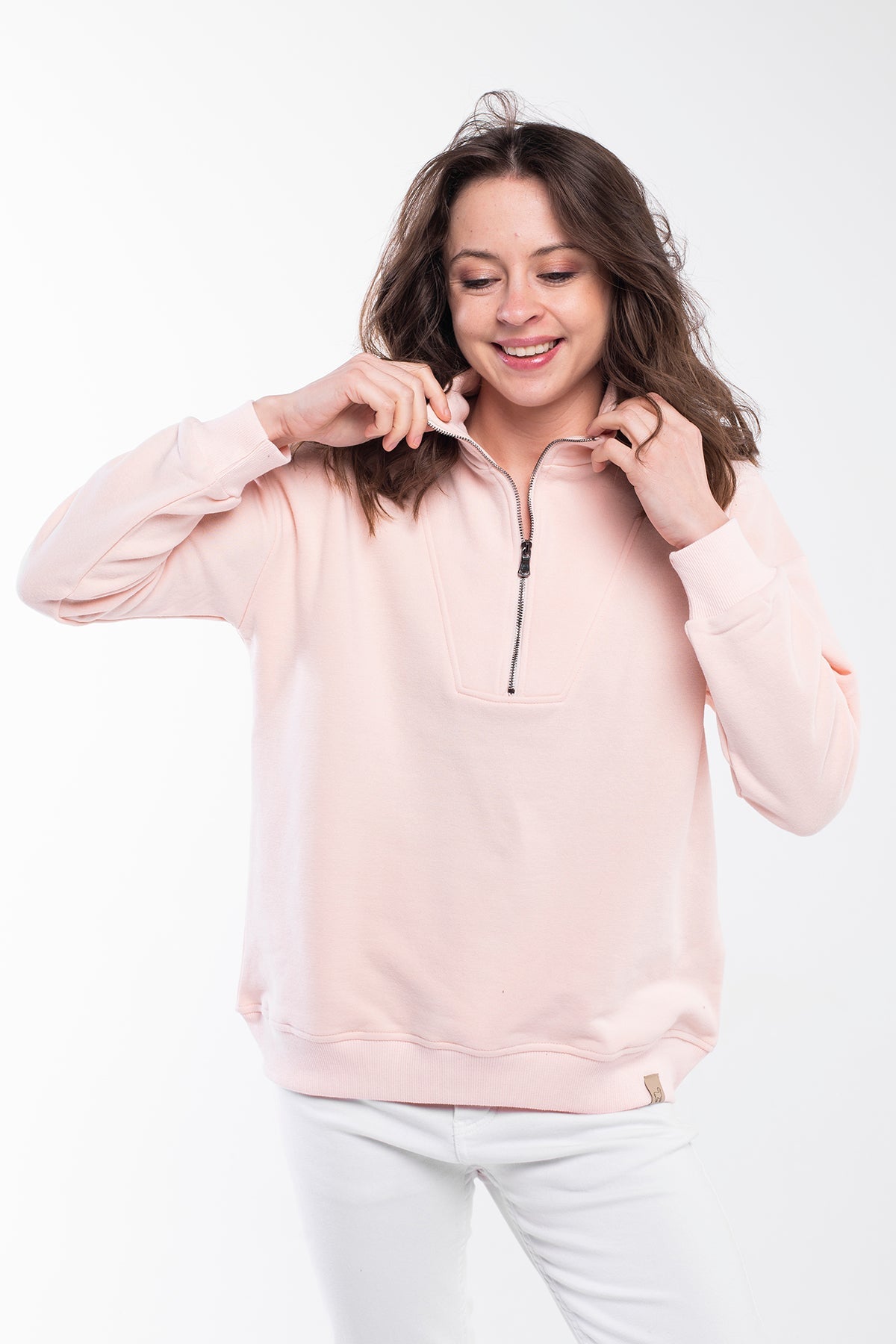 Zipped Neck Sweatshirt - 5 COLORS -