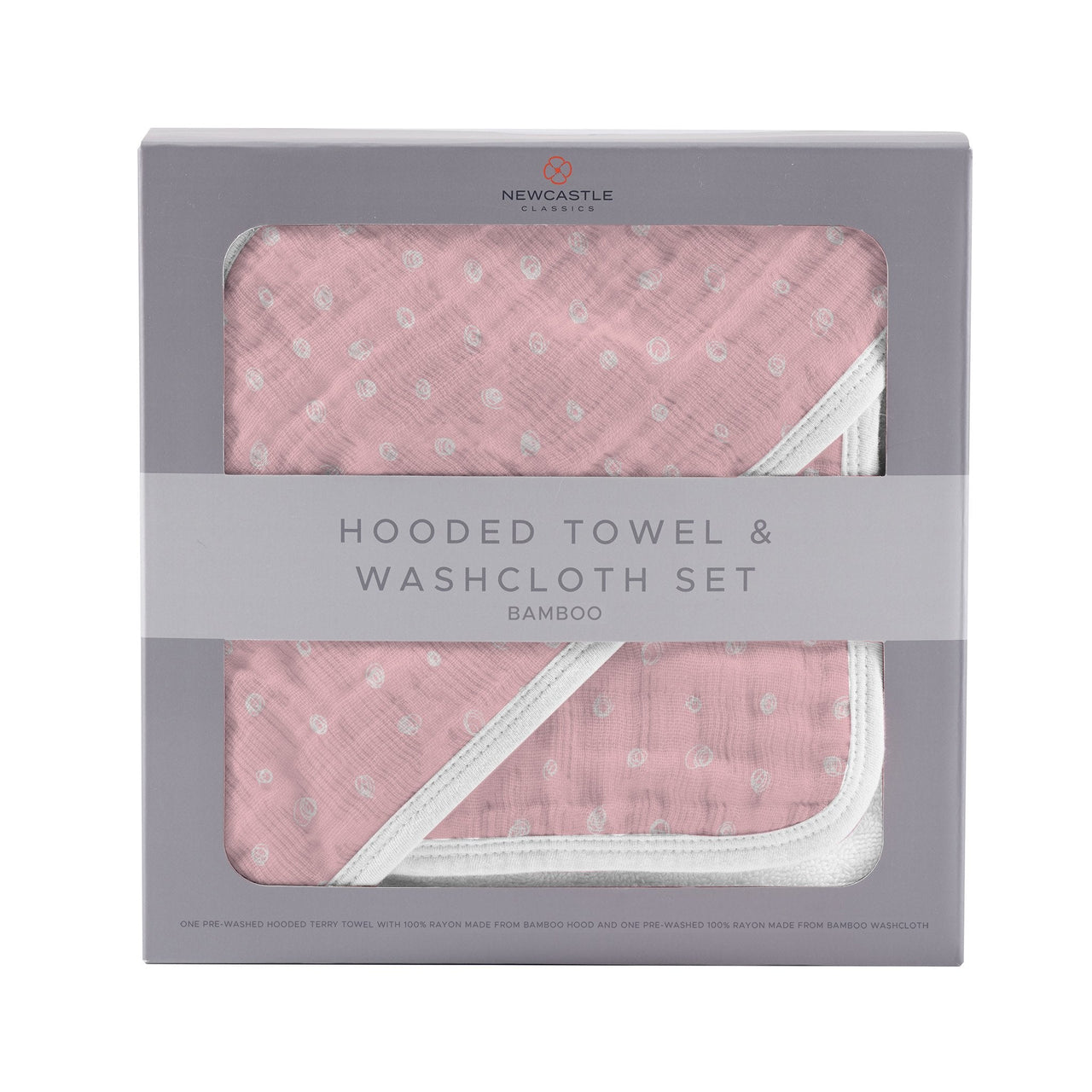 Newcastle - Pink Pearl Polka Dot Hooded Towel and Washcloth Set -