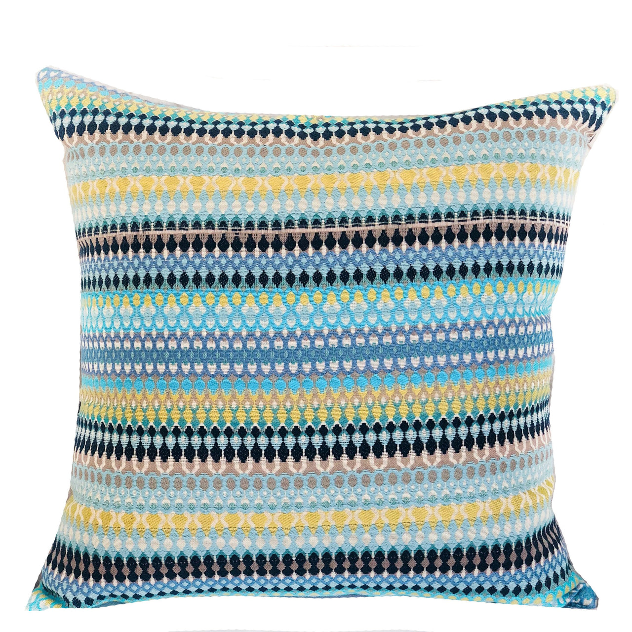 Lake Marsh Turquoise Yellow and Navy Handmade Luxury Pillow - 10 SIZES -