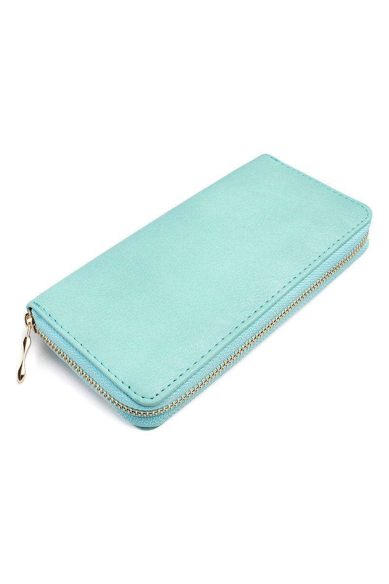 Riah Fashion - Classic Single Zipper Wallet - 13 COLORS -