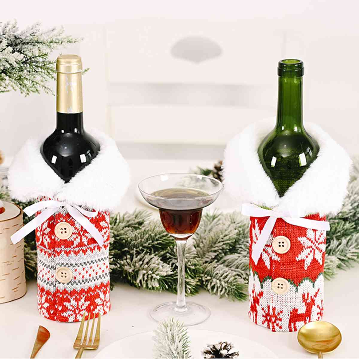 Snowflake Wine Bottle Cover - 8.3" - [5-10 DAY DELIVERY] - T - 2 COLORS -